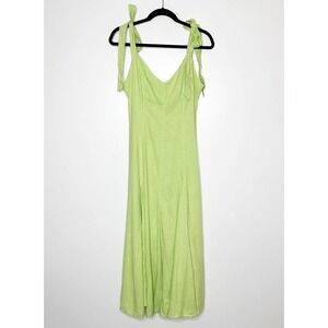 Asos Design Linen Tie Strap Swing Flax Midi Sundress Women's Apple Green Size 6